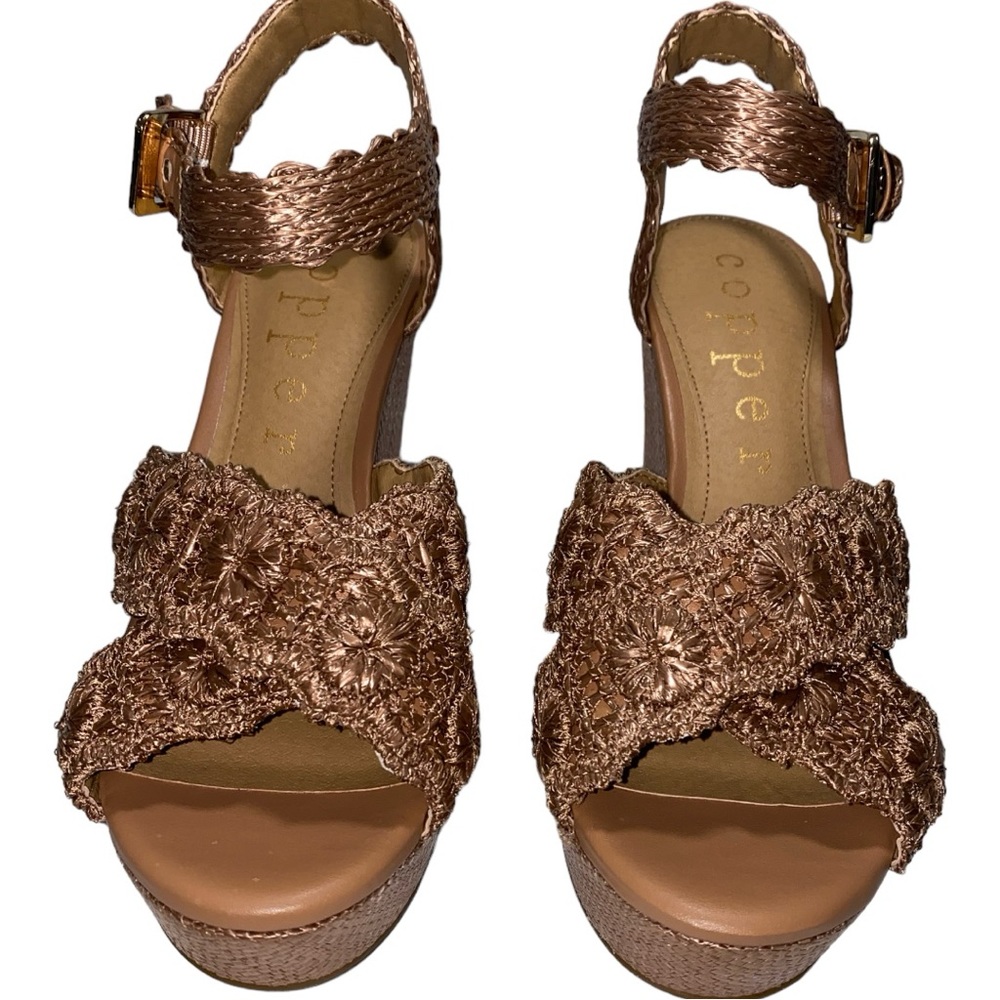 Copper Key Women's Raffia Wrapped Platform Wedge Size 8.5M